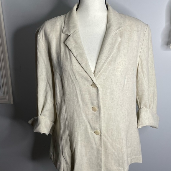 Sag Harbor Tops - Ladies Plus Ivory Size Top Button Up By Sag Harbor Stretch Size 14